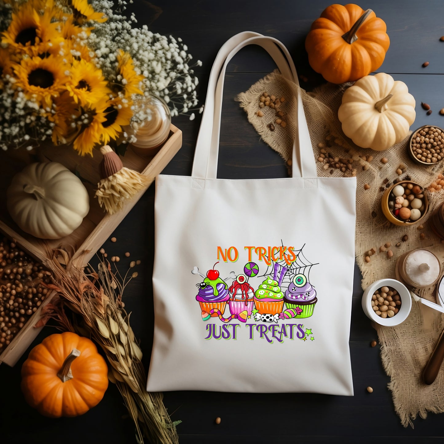 Trick or Treat Bag, “No Tricks Just Treats”