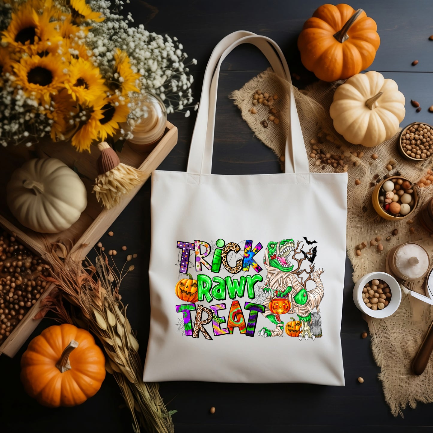 Trick or Treat Bag, “Trick Rawr Treat”