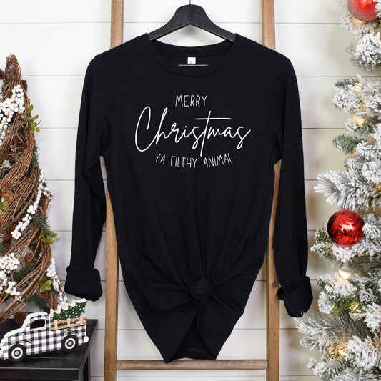 Christmas T-Shirt - "Merry Christmas Ya Filthy Animal" - YOUTH Size