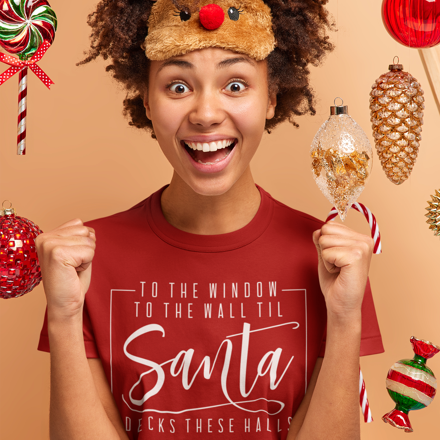 Christmas T-Shirt - "Til Santa Decks These Halls"