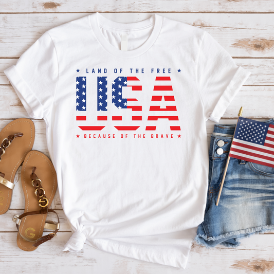 Patriotic T-Shirt - "USA - Land of the Free", Unisex