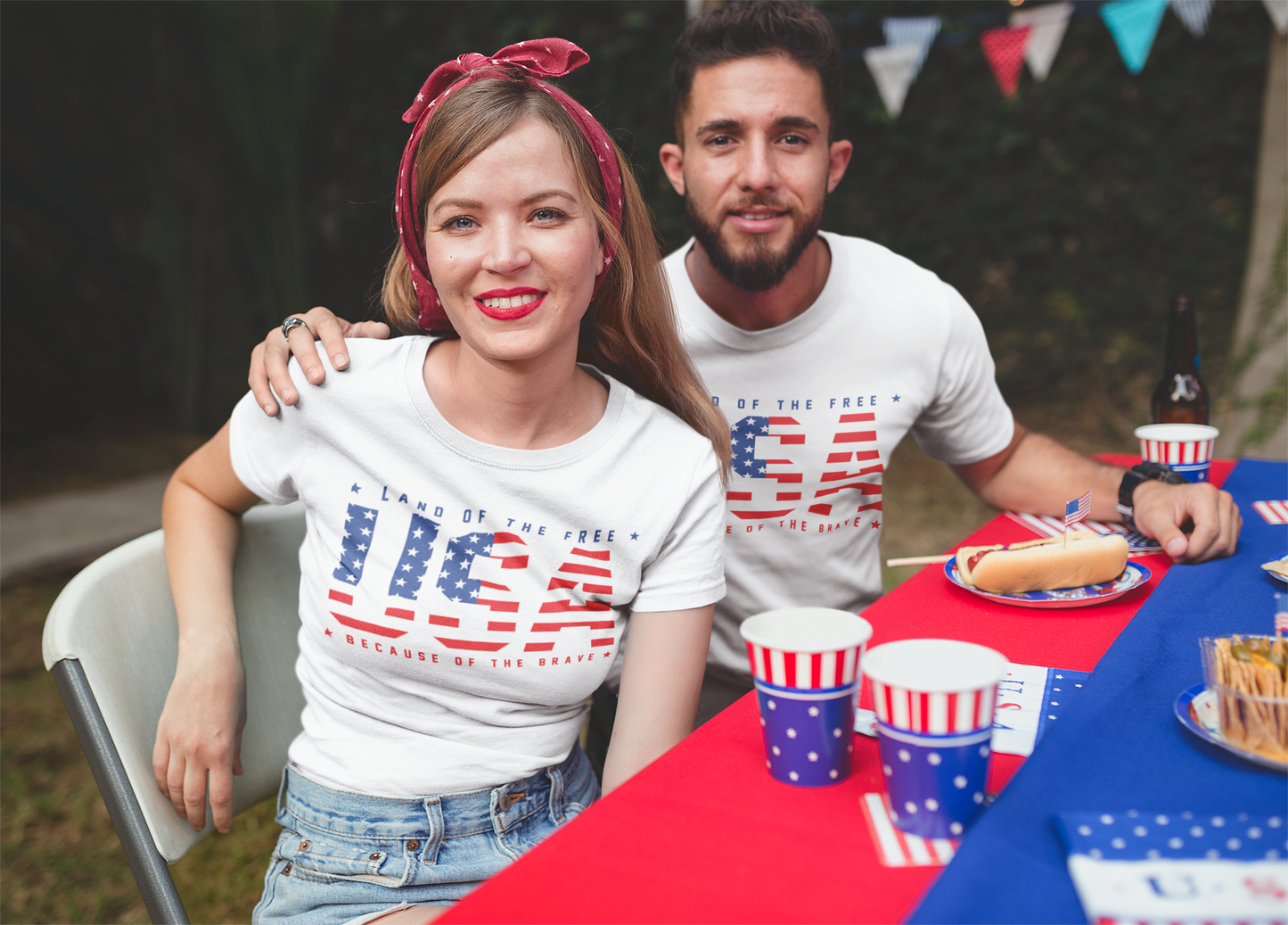 Patriotic T-Shirt - "USA - Land of the Free", Unisex